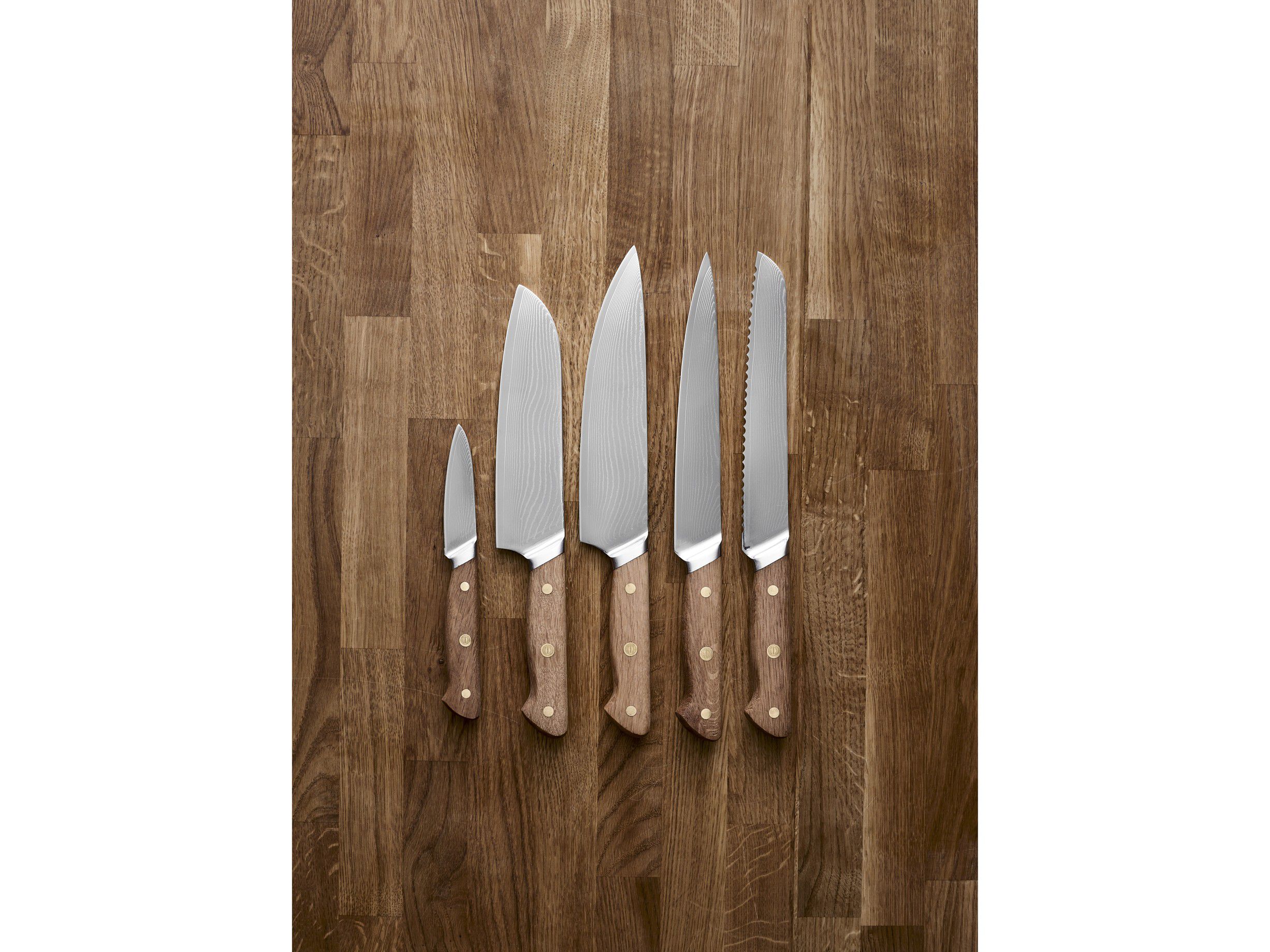 Knivset Douron 5 delar Ek/Damaskusst&aring;l