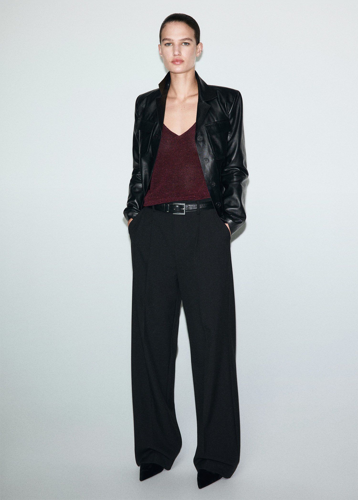 Lurex knitted V-neck top