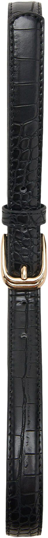 Thin faux crocodile leather belt