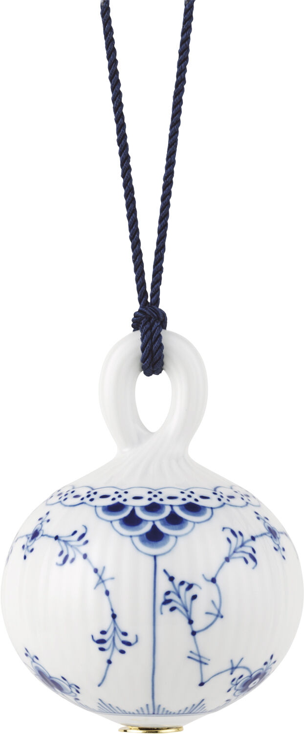 Musselmalet Halvblonde julekugle, 9,5 cm.