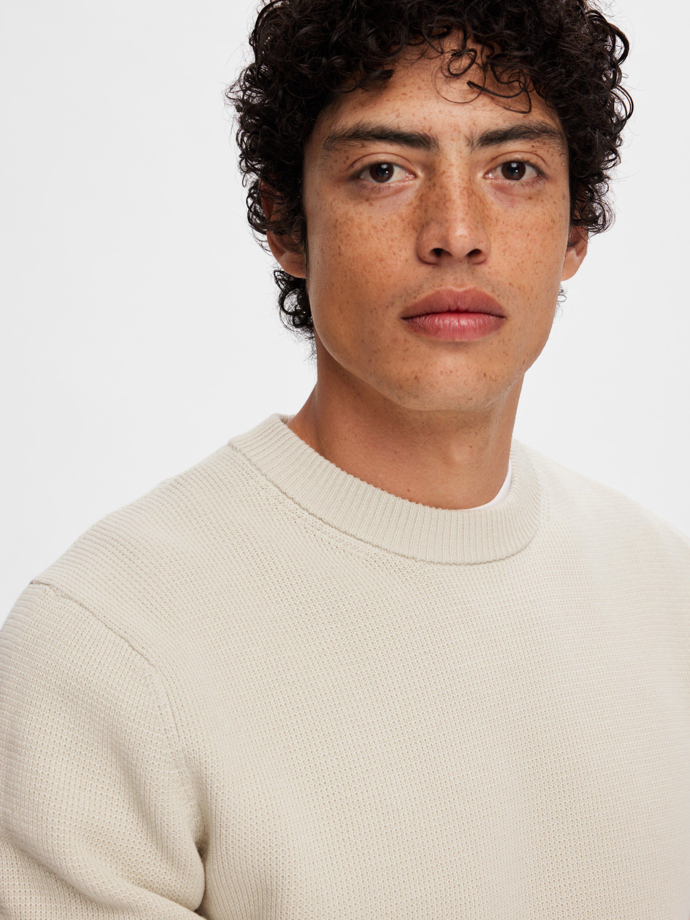 SLHDANE LS KNIT STRUCTURE CREW NECK