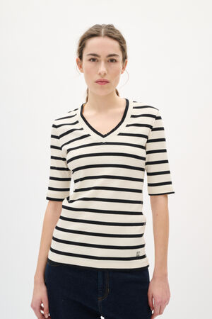 DagnaIW Striped V T-Shirt