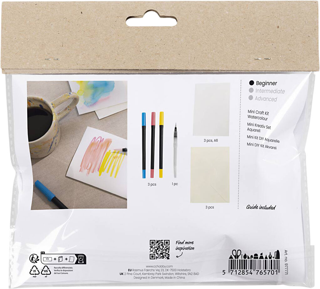 Mini DIY Kit Akvarel, Kort med kuverter