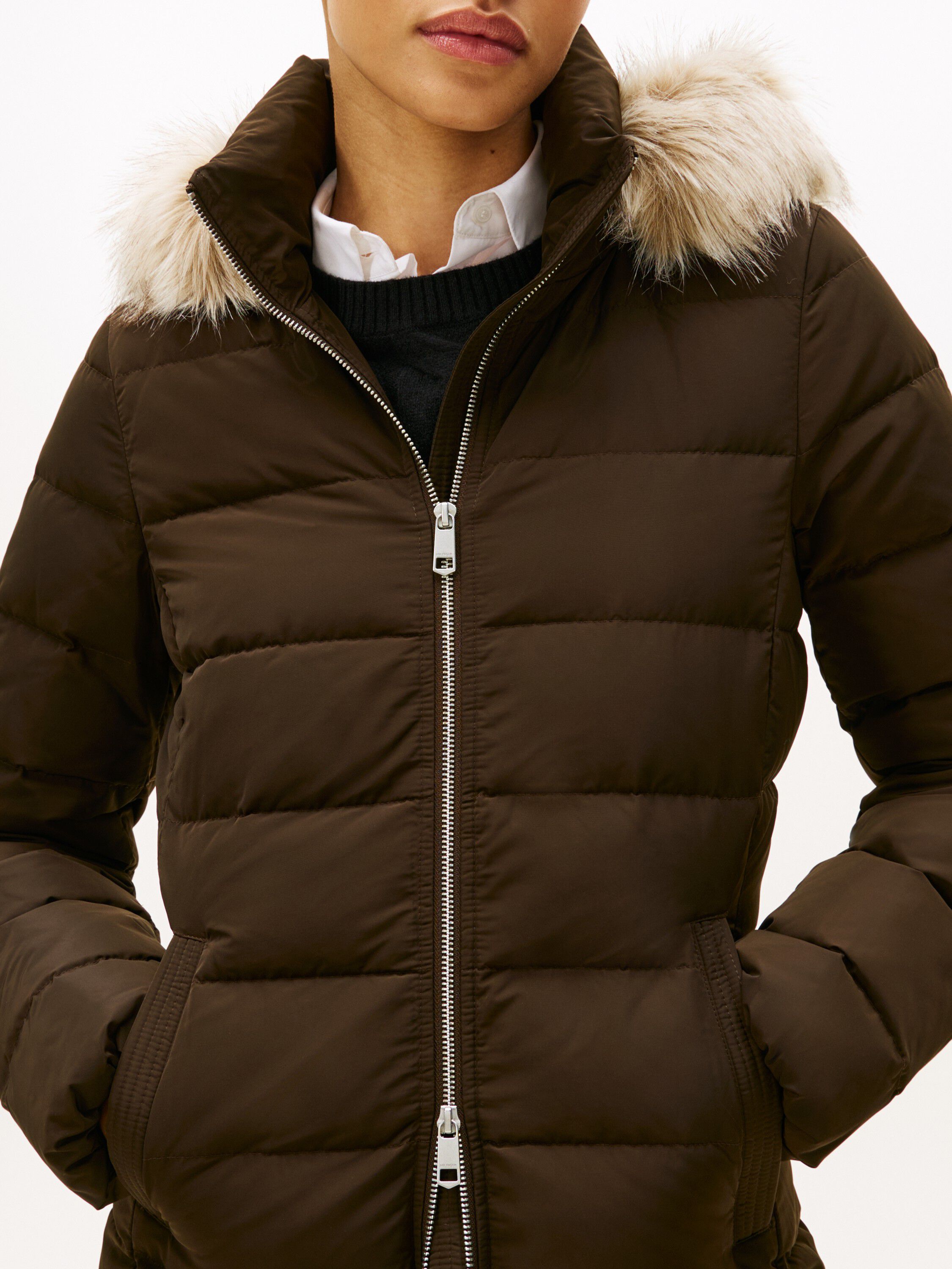 MW DOWN SLIM COAT WITH FUR