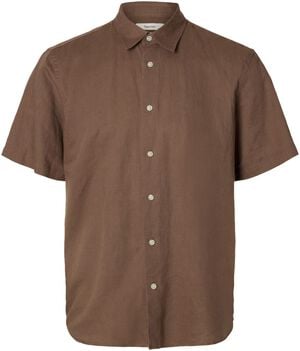 SLHREGCLAY LINENBLEND SS SHIRT CLA