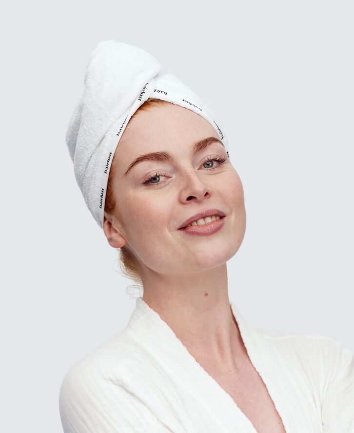 Bamboo Hair Towel Wrap, White