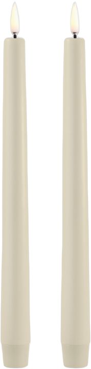 LED taper candle, Oyster Grey, Smooth, 2-pack, 2,3x25 cm