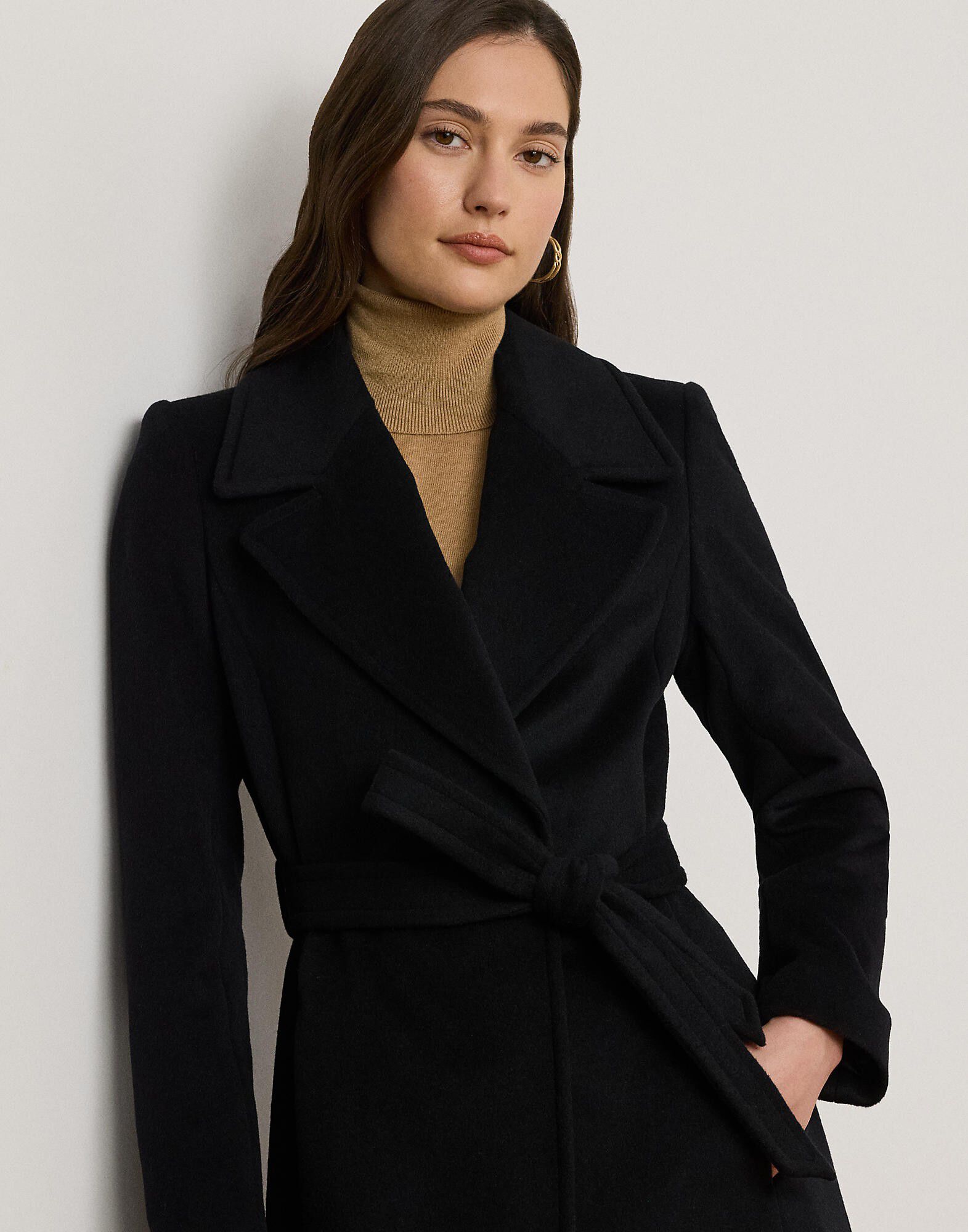 Belted Wool-Blend Wrap Coat