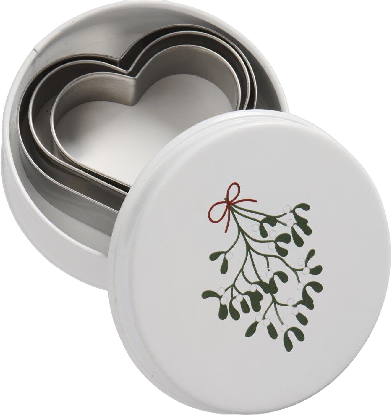 D&aring;se m/3 hjerte-kageudstikkere, mistelten