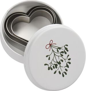 Dåse m/3 hjerte-kageudstikkere, mistelten