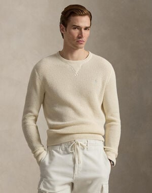 Waffle-Knit Wool-Cotton Sweater