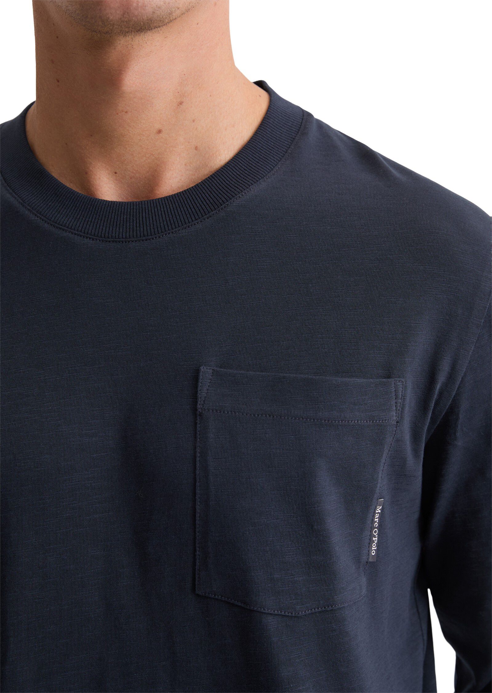 T-shirt, long sleeve, ribbed neck t