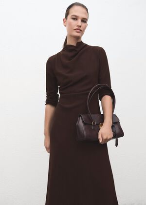 Ruched dress with draped neckline