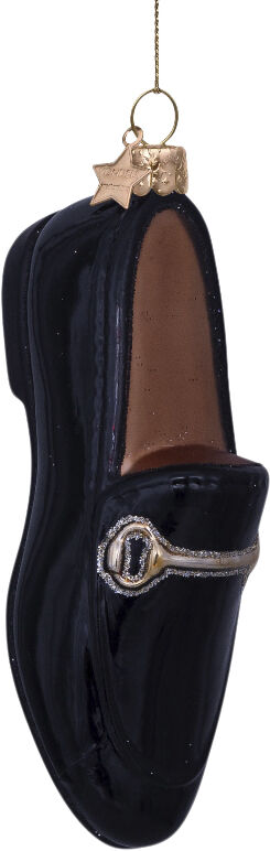 Ornament glass black gold loafer H10cm