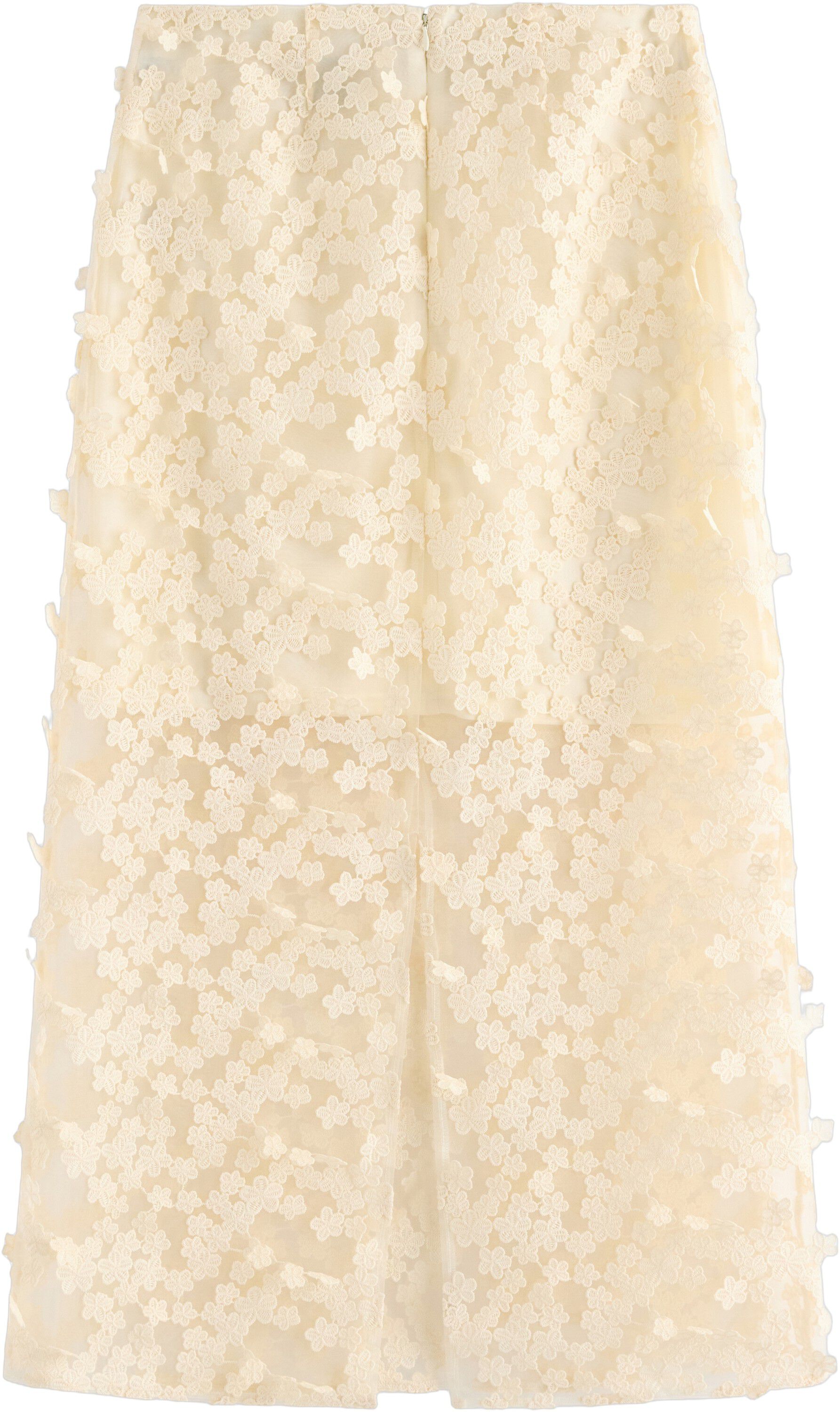 Midi skirt in mesh and with embroid