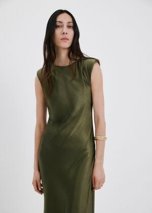 Satin shoulder pad dress