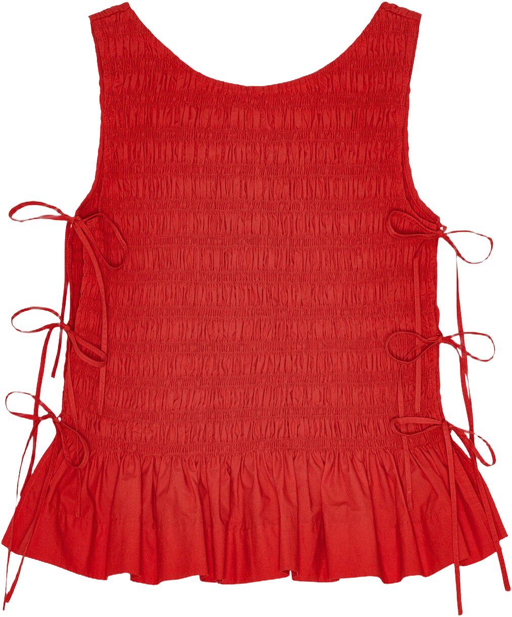 Cotton Poplin Smock Tie String Top