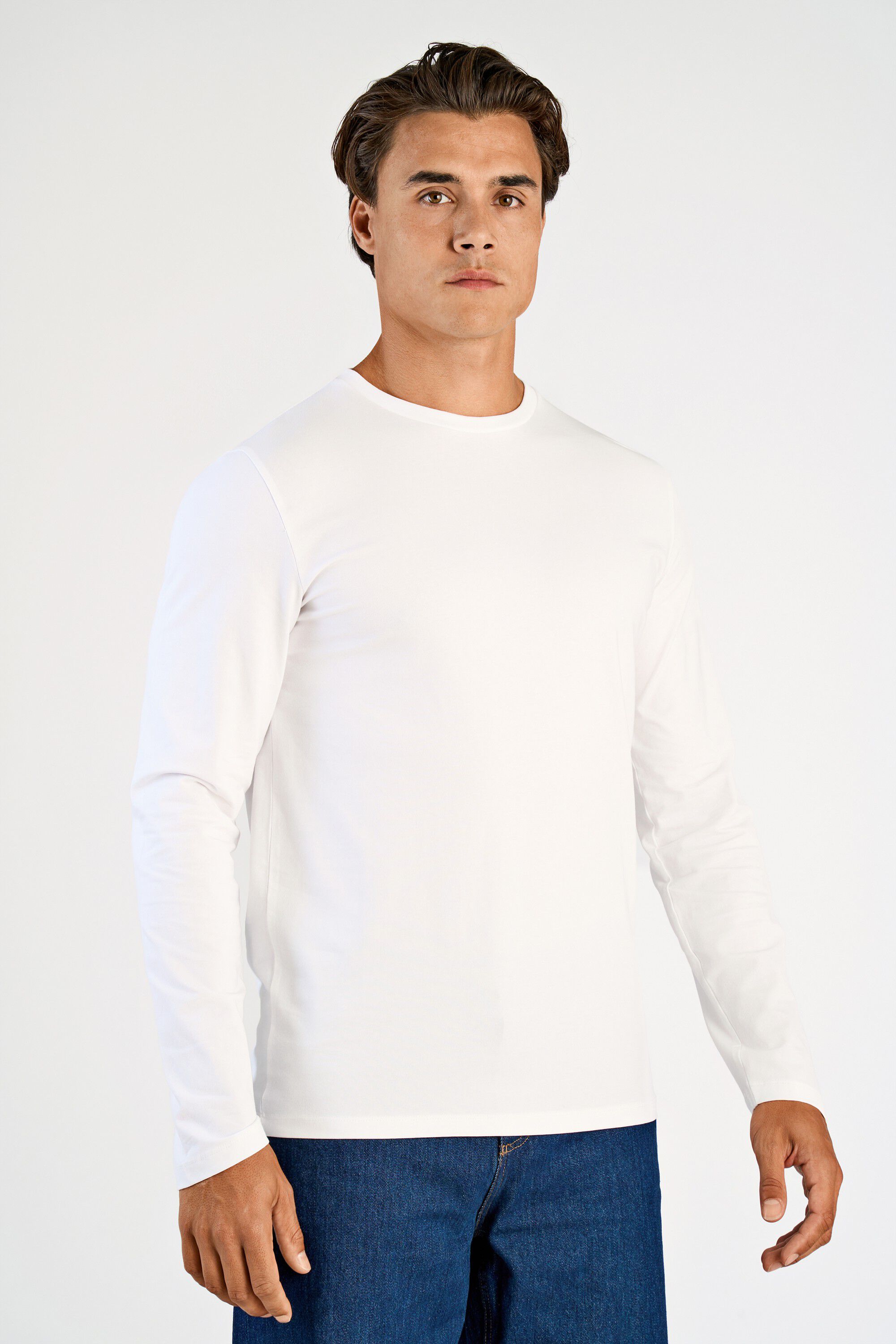 Basic o-neck stretch tee L/S