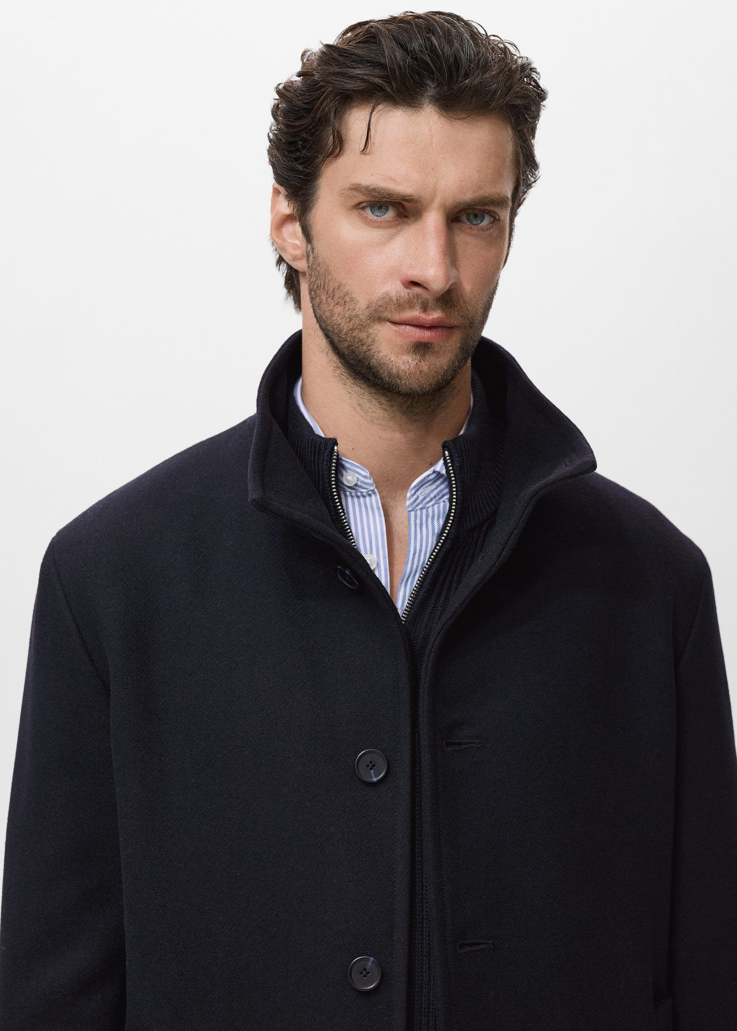 Wool funnel neck coat
