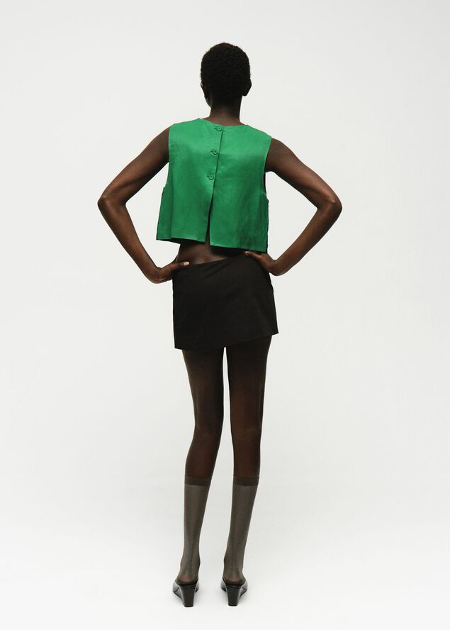 Linen blend top with buttons