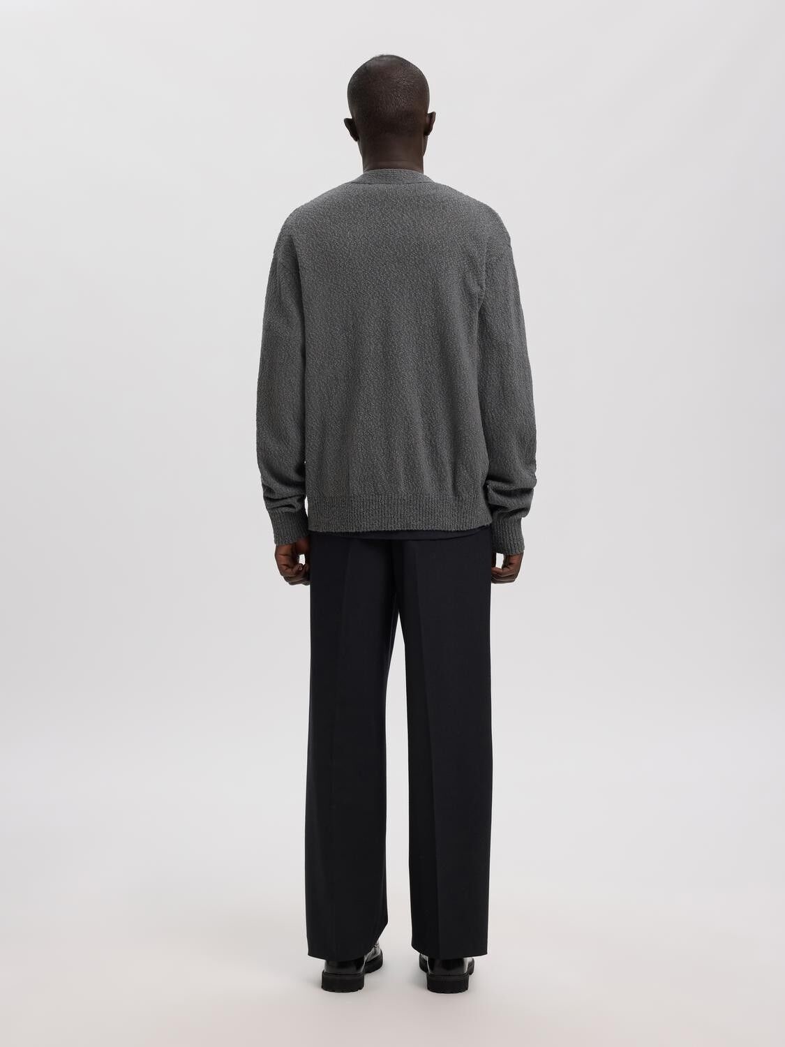 Anrrolf Boucle Ls Knit V-Neck Cardigan