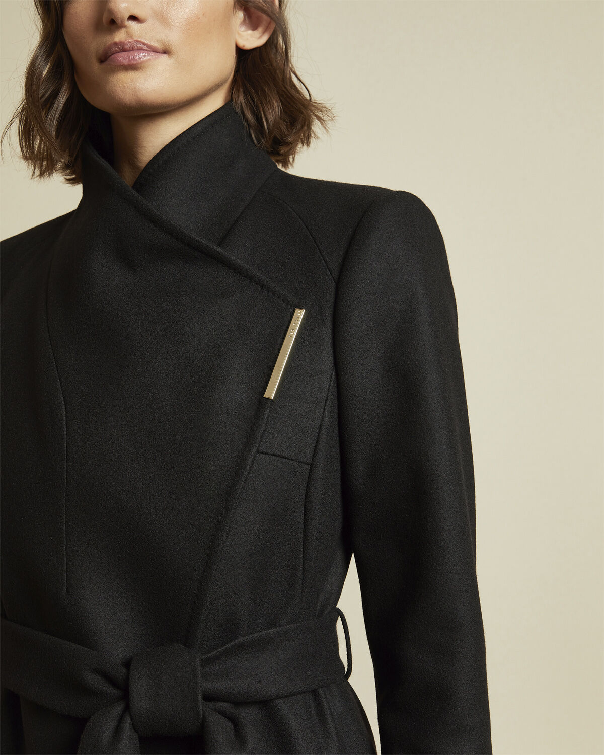 ROSE Midi Wool Wrap Coat With Shoul