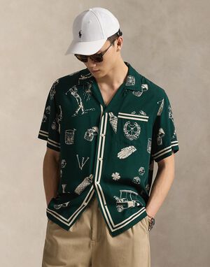 Classic Fit Golf-Print Camp Shirt