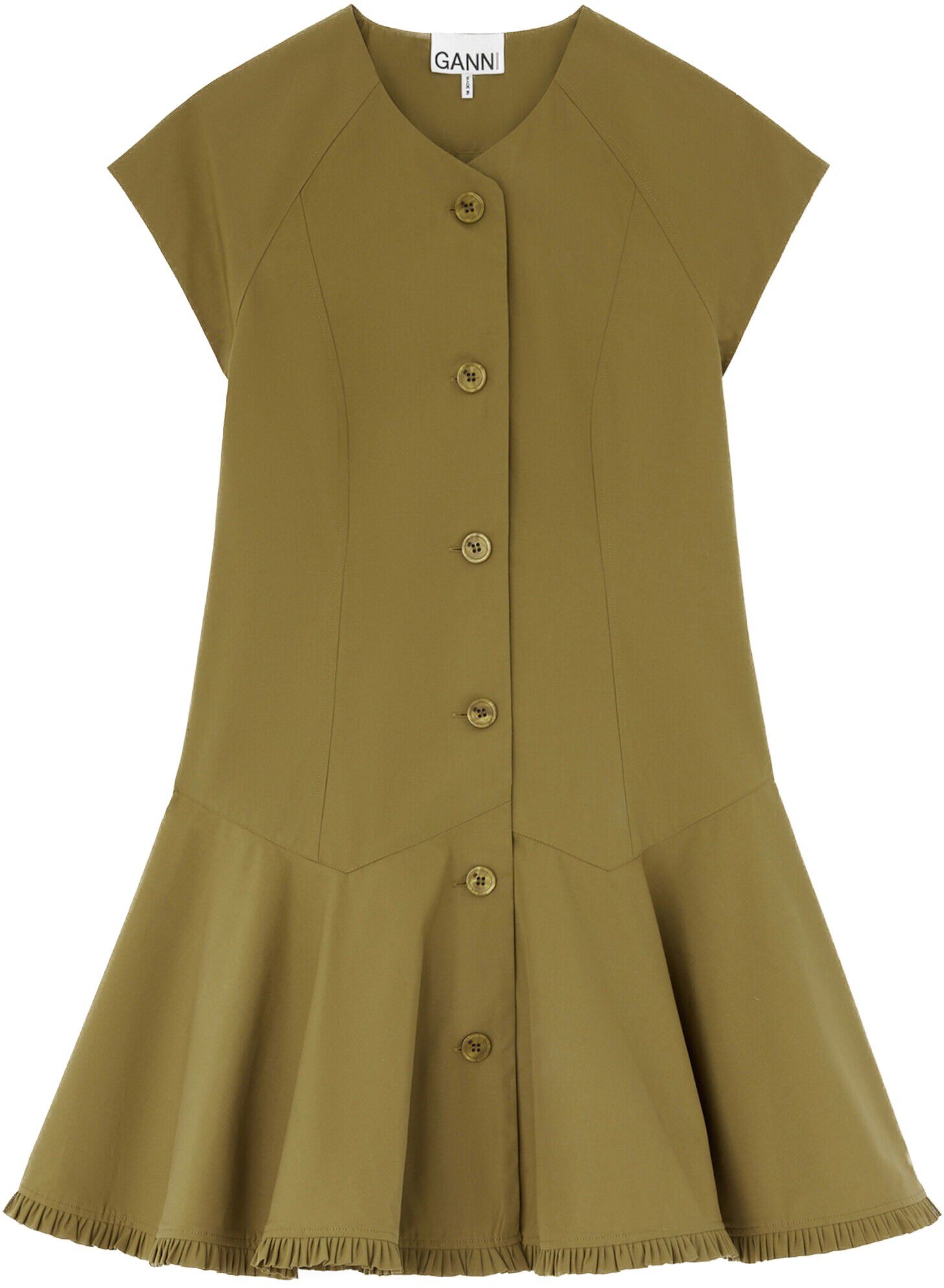 Stretch Cotton Buttoned Mini Dress