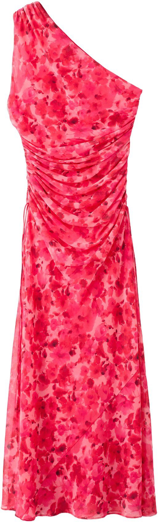 Asymmetrical floral-print dress