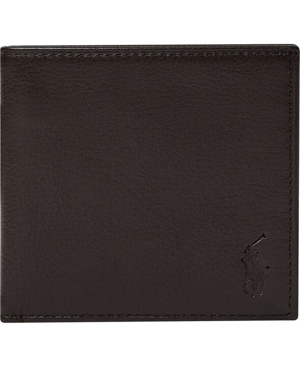 Pebbled Leather Billfold Coin Wallet