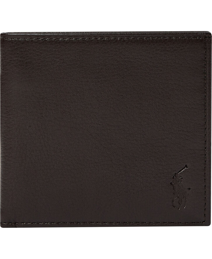 Pebbled Leather Billfold Coin Wallet