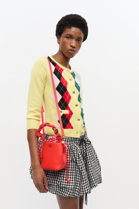 Ganni Bou Bucket Mini Vichy Pouch