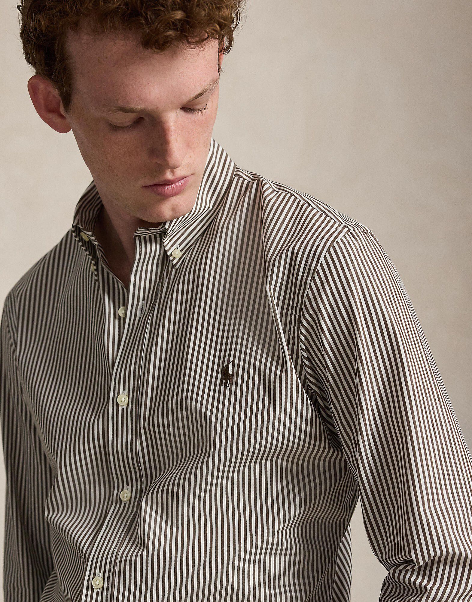 Custom Fit Striped Stretch Poplin Shirt