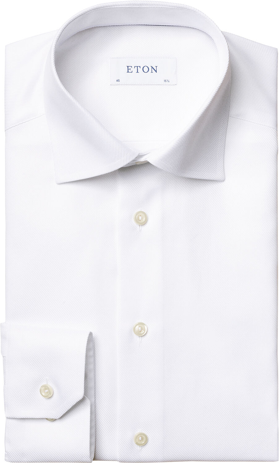Cont. Fit White Textured Twill Shirt - French Cuff