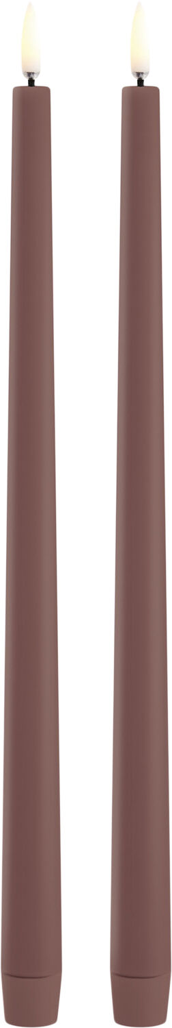 LED slim taper candle, Terracotta, Smooth, 2-pack, 2,3x32 cm