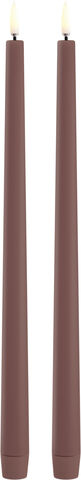 LED slim taper candle, Terracotta, Smooth, 2-pack, 2,3x32 cm