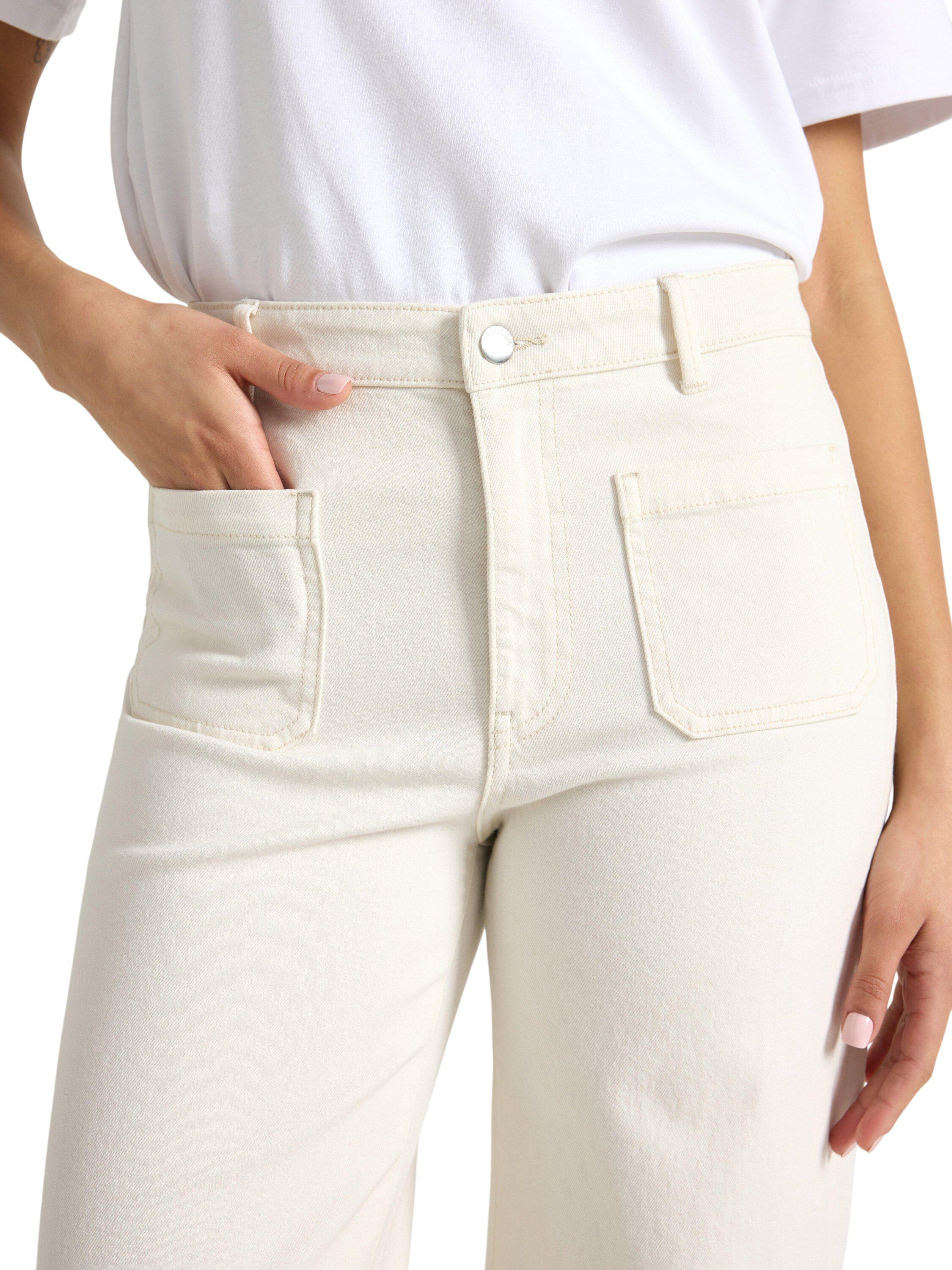 Jeans med h&oslash;y midje i bomullsdenim