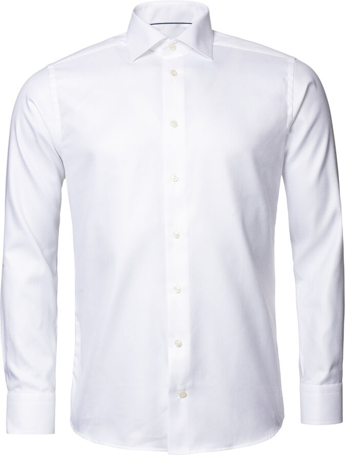 Slim Fit White Textured Twill Shirt - French Cuff