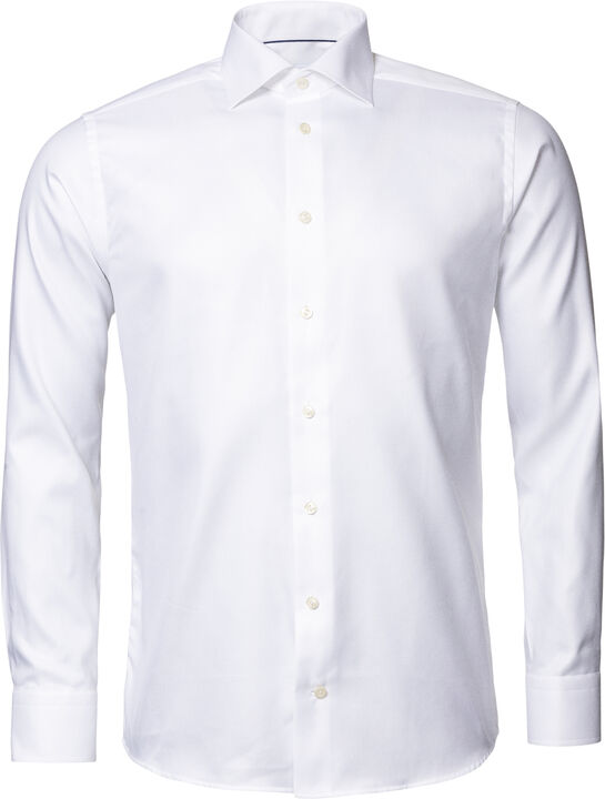 Slim Fit White Textured Twill Shirt - French Cuff