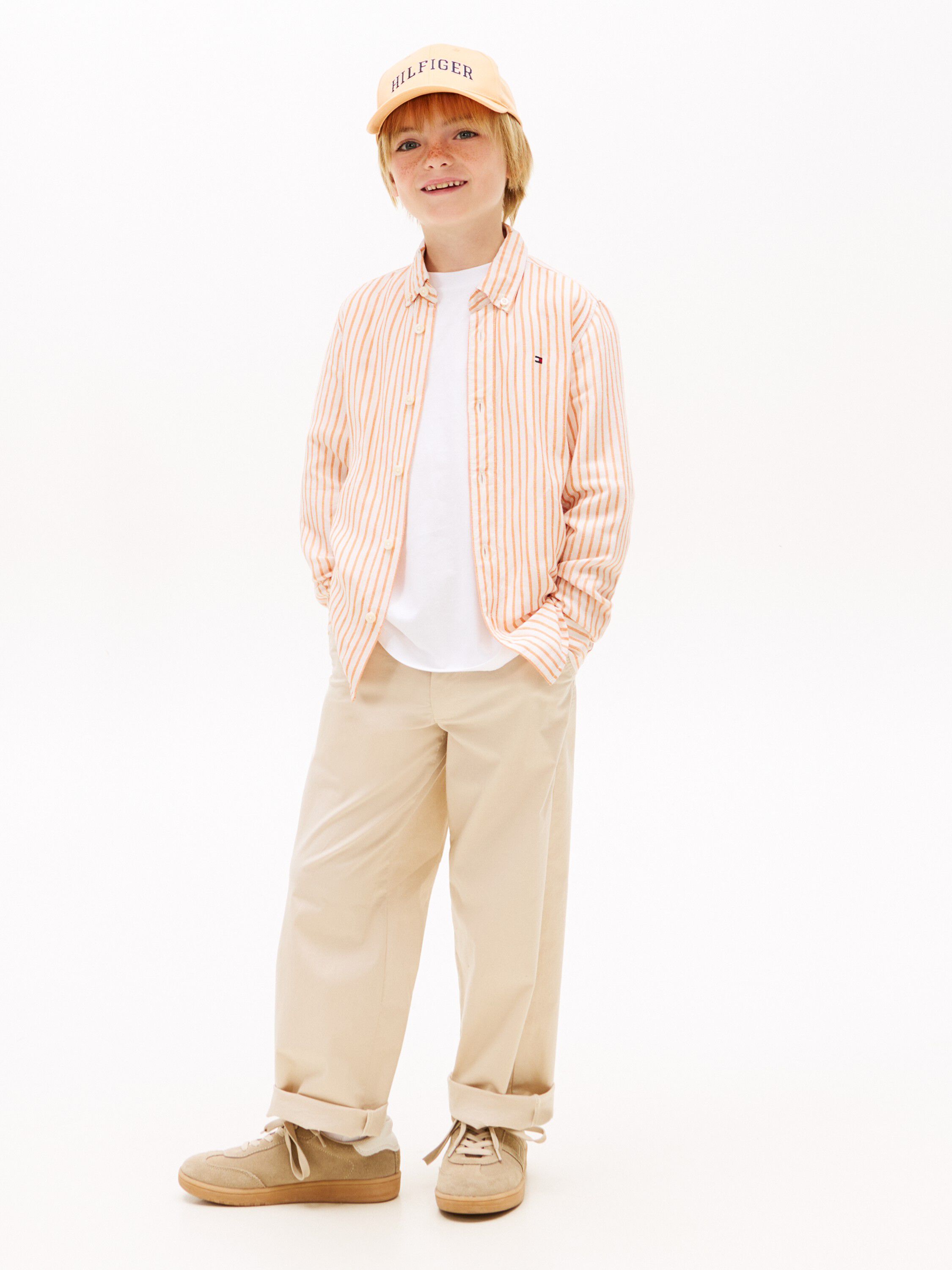 Stripe Linen Blend Button-Down Shirt