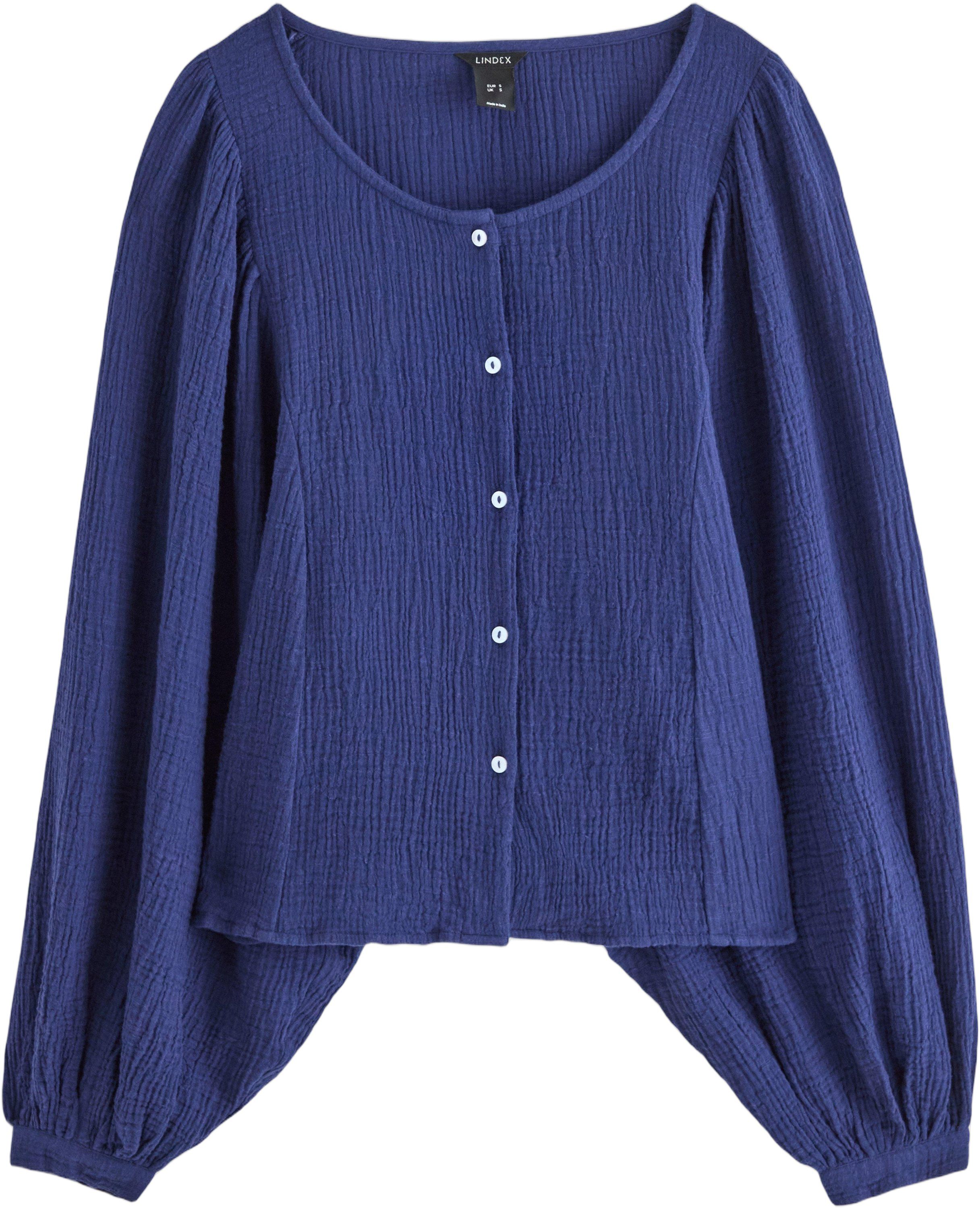 Soft blouse in cotton gauze with wi