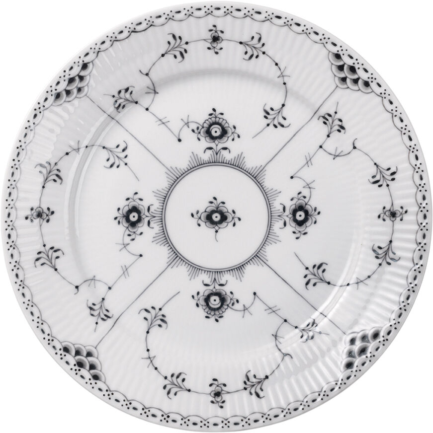 Sort Musselmalet Halvblonde Tallerken 22 cm