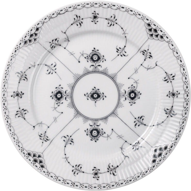 Sort Musselmalet Halvblonde Tallerken 22 cm