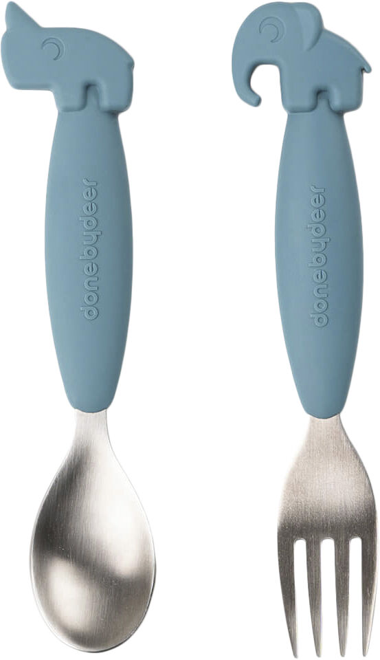 Easy-grip ske og gaffel s&aelig;t Deer friends Bl&aring;