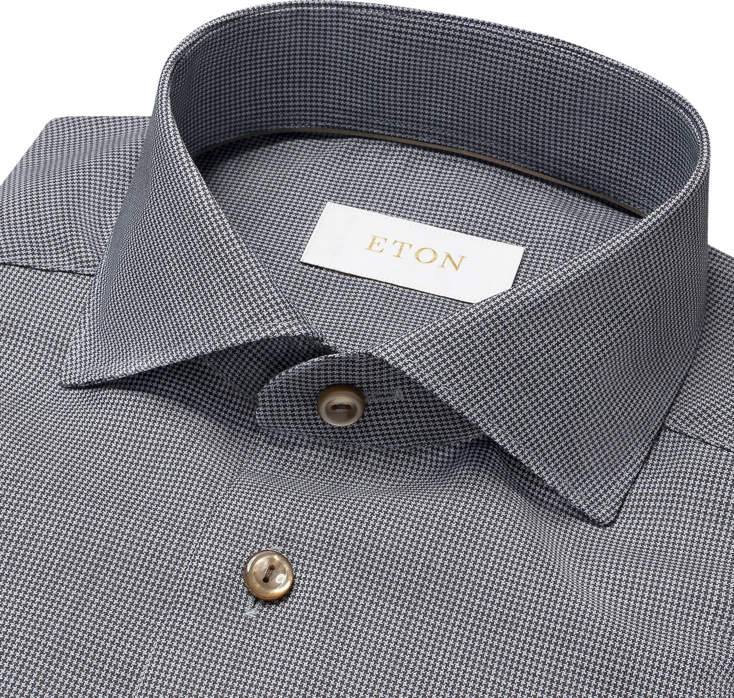 Contemporary Fit Brown Houndstoothmerino Wool Shirt