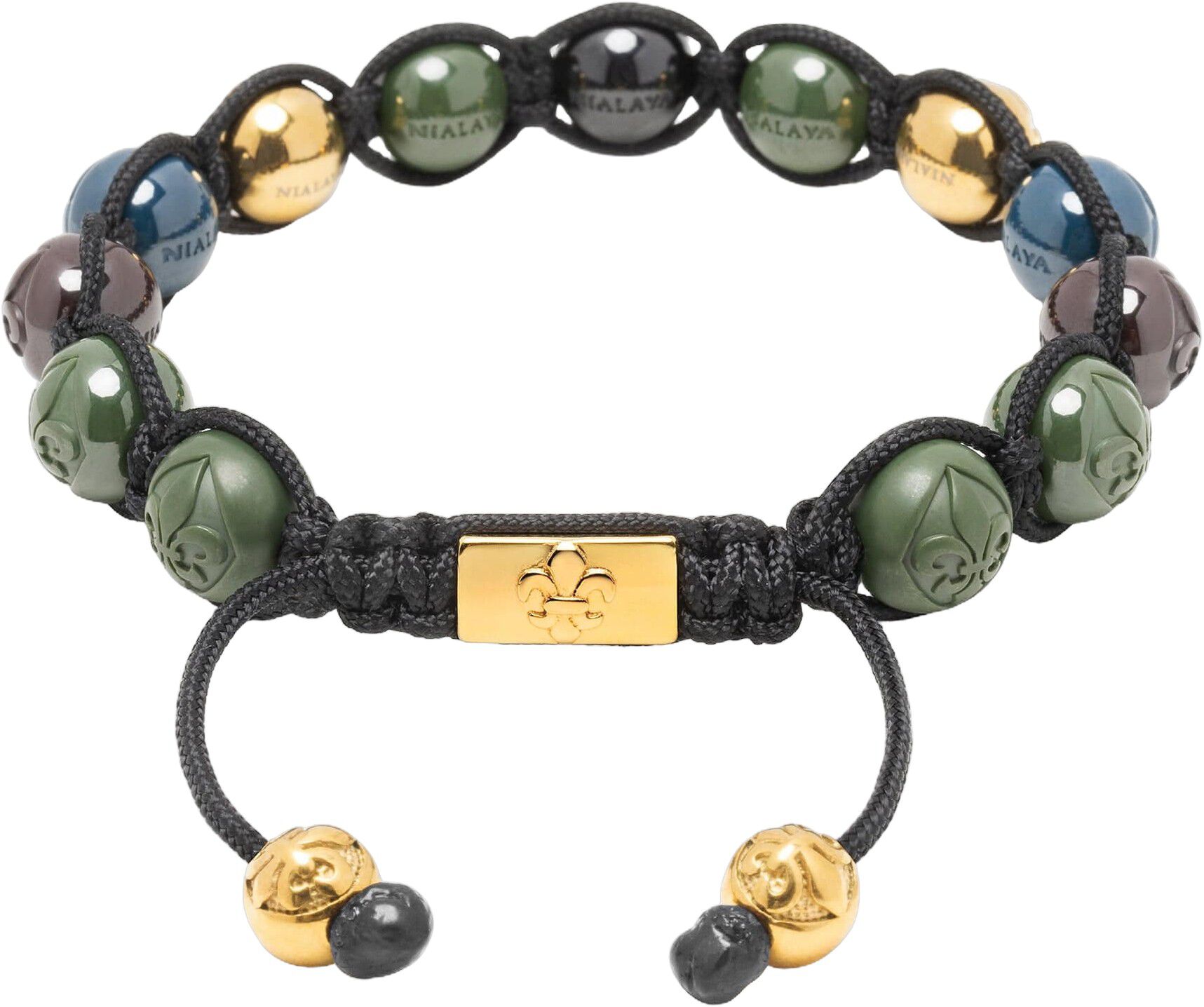 Men's Beaded Bracelet with Multicolored Ceramic & Gold Balls