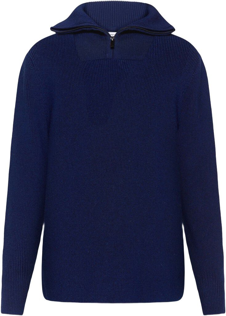 1/2 neck zip merino wool rib knit - RWS