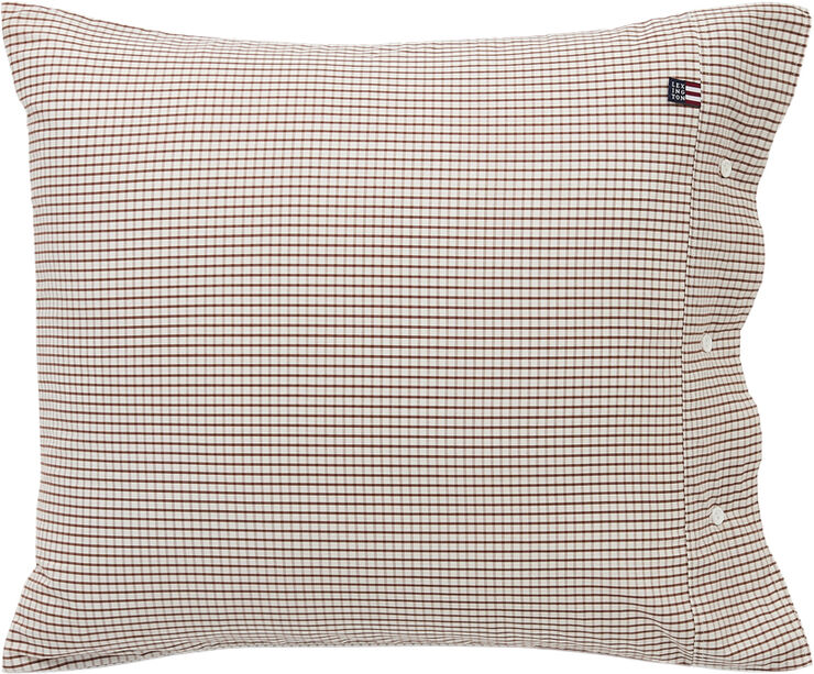 White/Copper Checked Cotton Poplin Pillowcase