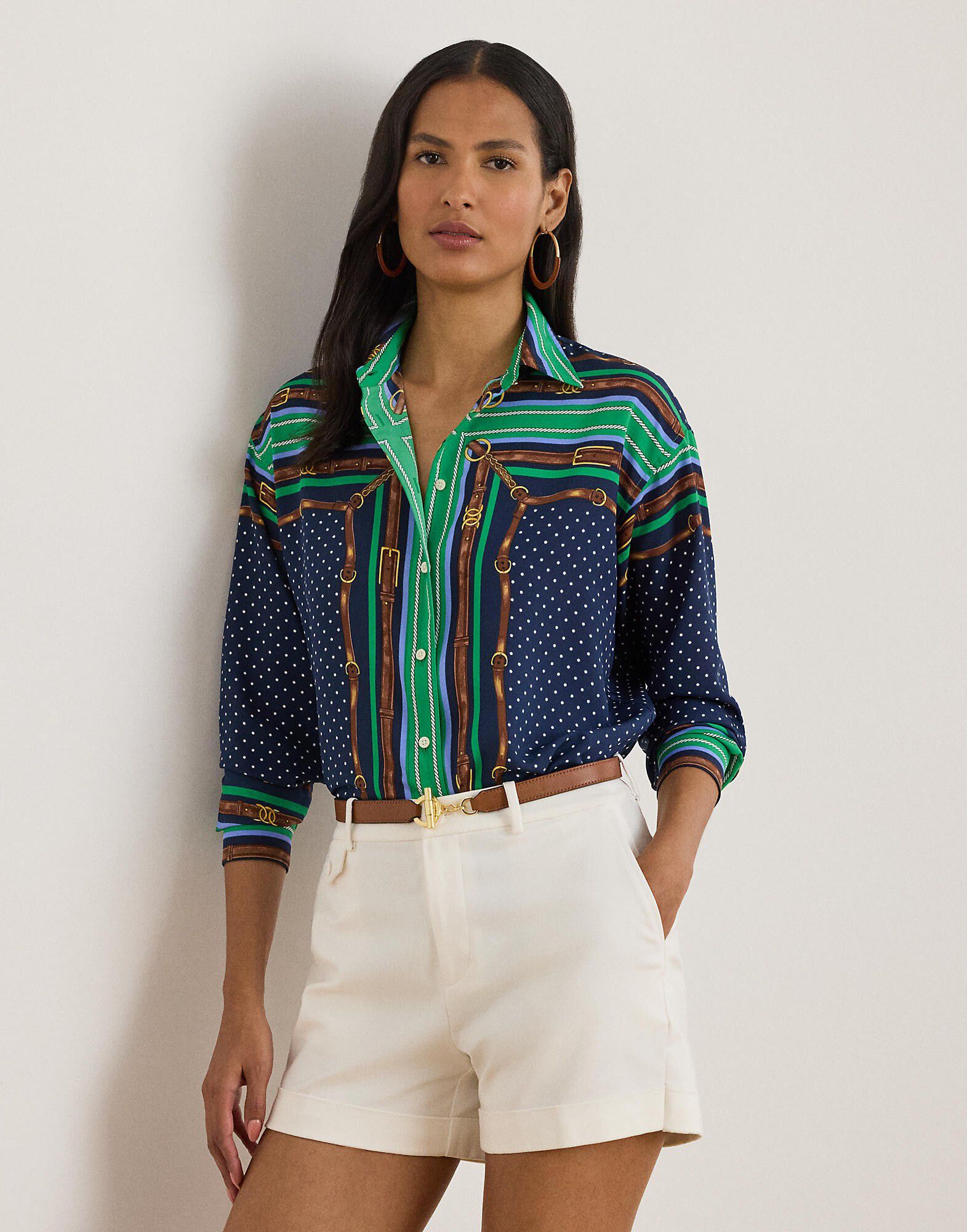 Relaxed Fit Belting & Polka-Dot Shirt