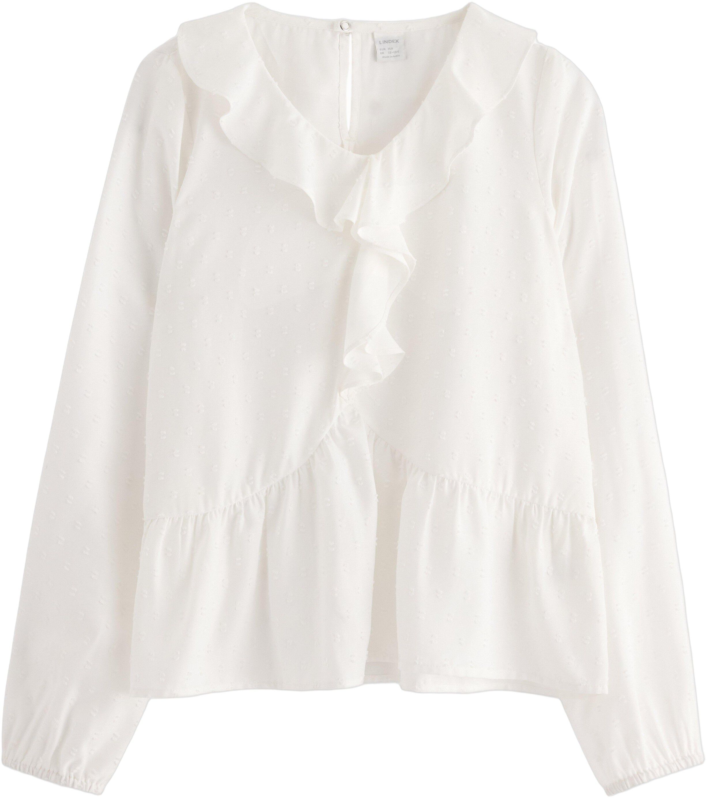 Blouse with flounce at front